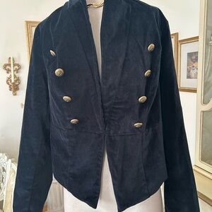 Torrid Blue Velvet Double-Breasted Military Blazer Size 2(2X/18-20) C:4511-11